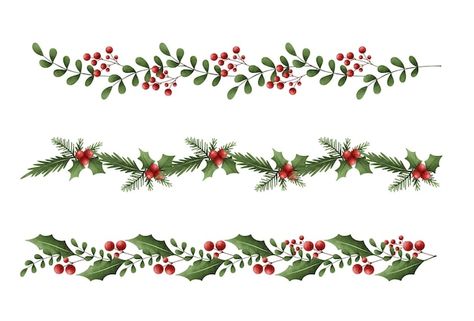 Vector watercolor illustration set of ch... | Premium Vector #Freepik #vector #christmas-mistletoe #christmas-watercolor #christmas-garland #mistletoe Christmas Garland Drawing, Garland Drawing, Christmas Girlande, Mistletoe Painting, Garland Illustration, Border Decoration, Winter Garland, Christmas Mistletoe, Mistletoe Christmas