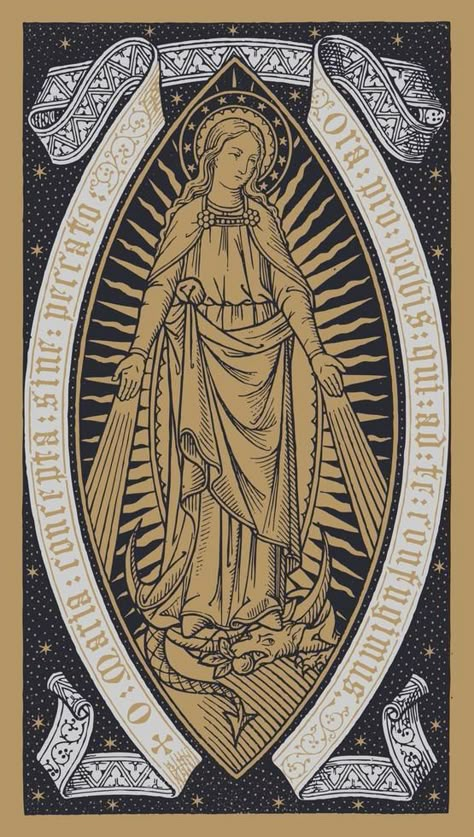 Miraculous Medal Wallpaper, Our Lady Of The Miraculous Medal, Mother Mary Illustration, Miraculous Medal Tattoo, Bible Illustrations Art, Catholic Poster, Mother Mary Wallpaper, Catholic Missal, Roman Catholic Art