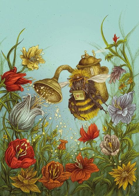 Steampunk Bee, Bee Artwork, I Love Bees, Vintage Bee, Bee Art, Slow Stitching, Save The Bees, Bees Knees, Paper Pattern