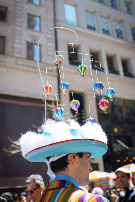 #parachutes Photo : Nina Westervelt  - The Cut Easter Hat Ideas, Easter Hat Parade, Easter Bonnets, Crazy Hat Day, Crazy Hat, Silly Hats, Easter Hat, Funky Hats, Easter Hats