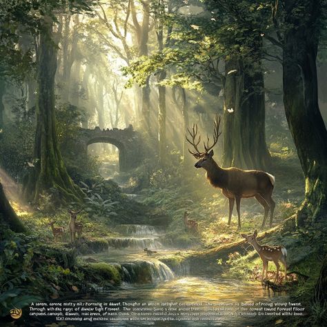 These photos were made by Aı. Adventure Forest, Wildlife Landscape, Forest And Wildlife, Fantasy Life, Dreamy Landscapes, Deer Art, Magic Forest, Misty Forest, Drawing Expressions