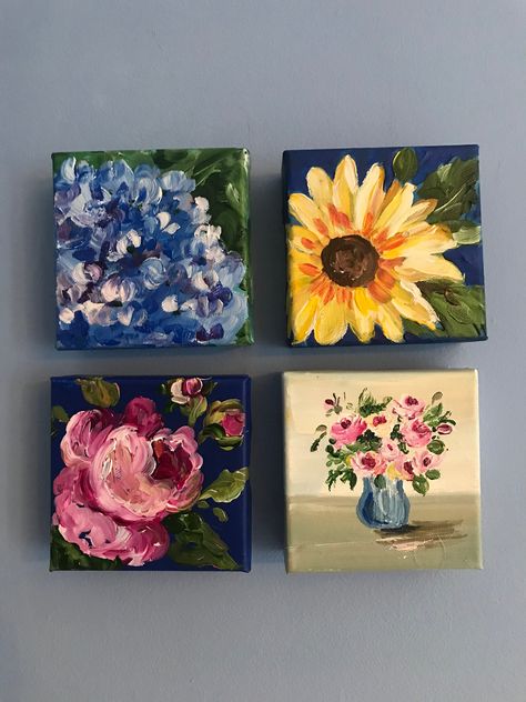 Mini Canvas Art 3x3, Small Paintings Aesthetic, Mini Canvas Art Flower, Small Canvas Art Aesthetic, Mini Lienzos Ideas, Mini Canvas Art Ideas, Mini Tela, Art Mini Toile, Mini Artwork