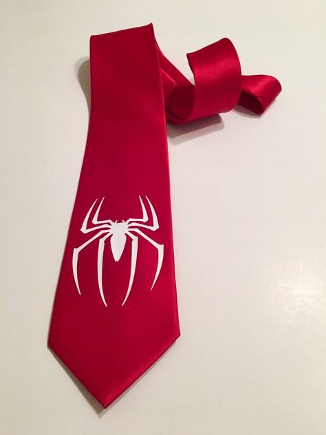 The tie is 100% polyester with a great satin finish for a sharp look. Standard size. 57" length, tip to tip. Not too shiny, not too dull. All designs are made per order.  If you would like a different color tie or  something changed/added to the design I would love to make it!!! Simply message  me, you will get a reply the same day !            All orders are shipped First Class USPS ! Red Tie Aesthetic, Spiderman Accessories, Christmas Gifts For Guys, Spiderman Room Decor, Spiderman Stuff, Spiderman Room, Spiderman Gifts, Genos Wallpaper, Spiderman Theme