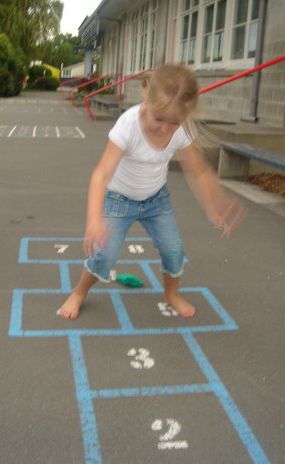 "For kids, it feels good to move, and when it feels good, they want to do it over and over again... just as the rules of Hopscotch require." Sidewalk Chalk Paint, Zumba Kids, Gross Motor Activities, Movement Activities, Early Childhood Development, Childhood Development, Sidewalk Chalk, Outdoor Learning, Gross Motor