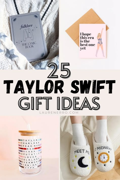 25 Taylor Swift Gift Ideas - Lauren Erro Taylor Swift Lyrics Gift, Taylor Swift Birthday Box Ideas, Taylor Swift Inspired Teacher Gifts, Christmas Gifts For Taylor Swift Fans, Christmas Gift Ideas For Swifties, Christmas Wishlist Design Ideas, Taylor Swift Lover Gift Ideas, Taylor Swift Reputation Gift Ideas, Taylor Swift Eras Gifts