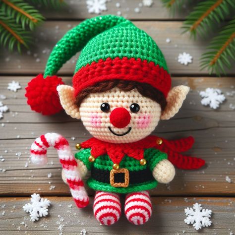 Crochet Elves Free Pattern, What Is Amigurumi Crochet, Amigurumi Christmas Decorations, Amigurumi Christmas Ornaments Free Pattern, Christmas Arugami, Reversible Amigurumi Free Pattern, Christmas Crochet Toys, Crochet Elf Pattern Free, Elf Crochet Pattern Free