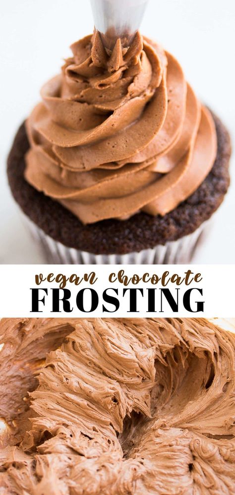 Vegan Chocolate Frosting Vegan Cake Icing, Vegan Chocolate Buttercream, Vegan Frosting Recipe, Vegan Chocolate Frosting, Vegan Vanilla Cake, Vegan Chocolate Cupcakes, Vegan Frosting, Chocolate Frosting Recipes, Vegan Chocolate Cake