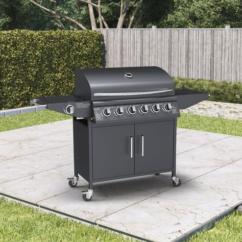 Buy a BillyOh Huntsville Gas BBQ 6 Burner + Side Burner Inc Cover & Regulator Black 146x105x53cm from BillyOh Store Grills Design, Fancy Stuff, Grill Oven, Kitchen Grill, Decking Area, Bbq Set, Rattan Furniture Set, Gas Bbq, Barbecue Party