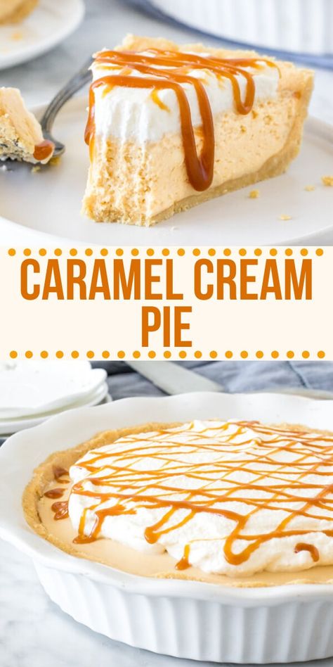 Caramel Cream Pie, Golden Oreo Crust, Caramel Dessert Recipes, Baking Recipes Pie, Dessert Pie Recipes, Golden Oreo, Pie Pops, Caramel Desserts, Caramel Cream