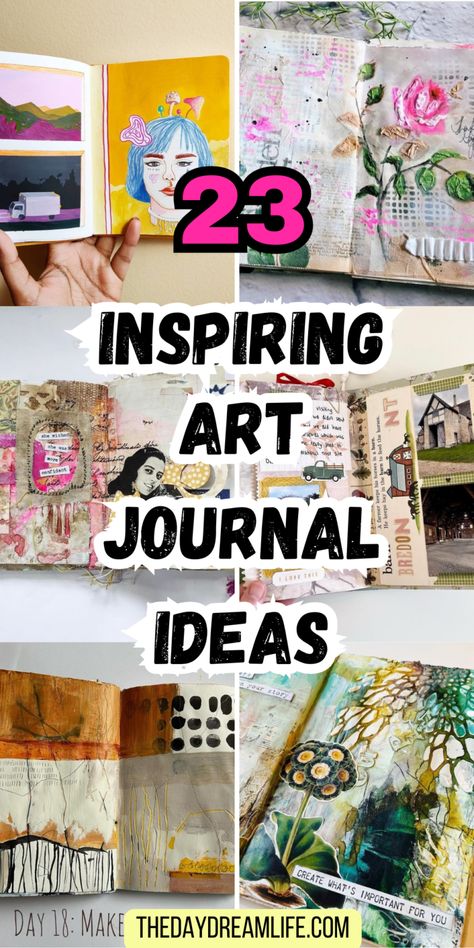 23 Art Journal Ideas For Artists Trash Journal Ideas, Journal Painting Ideas, Visual Diary Ideas, Easy Art Journal Ideas, Art Journal Covers, Trash Journal, Art Journaling Ideas, Artistic Journaling, Art Journal Ideas