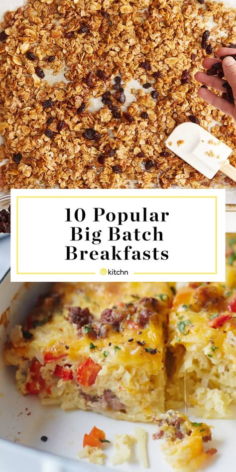 Post Image Recipes For Big Groups, Big Batch Breakfast, Batch Breakfast, Easy Homemade Granola, Breakfast Egg Casserole, Large Breakfast, Breakfast For A Crowd, Hashbrown Breakfast Casserole, Family Breakfast