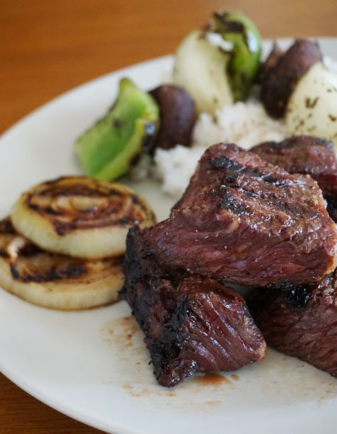 Our Most Popular Steak Tip Marinade - New England Today Grilled Steak Tips Recipe, Stew Meat Marinade, Steak Tip Marinade, Steak Tips Recipe, Steak Board, Meat Marinades, Today Recipes, Ninja Grill, Bourbon Steak