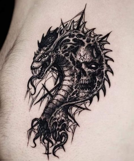 Dragon Tattoo Arm, Wicked Tattoos, Demon Tattoo, Tattoo Desings, Tattoo Design Book, Tattoo Project, Dark Tattoo, Dragon Tattoo, Tattoo Drawings