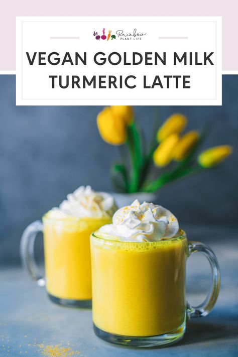 Vegan Golden Milk Turmeric Latte | Rainbow Plant Life- This Golden Milk Turmeric Latte is vegan, gluten-free, paleo-friendly, and packed with immune-boosting antioxidants, nutrients, vitamins, and healthy fats. Tastes creamy and indulgent but is 100% healthy and so good for you! Grab the recipe here! Vegan Golden Milk, Rainbow Plant Life, Vegan Latte, Golden Milk Latte, Vegan Instant Pot Recipes, Vegan Breakfasts, Vegan Breakfast Easy, Turmeric Milk, Turmeric Latte