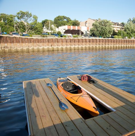 Port Washington New York, Kayaking Tips, Fishing Dock, Lake Dock, Lakefront Living, Kayak Storage, Floating Dock, Boat Storage, Small Boutiques