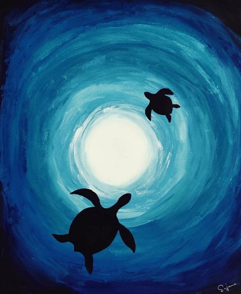 Monochromatic Art, Fort Wayne Indiana, Simple Canvas Paintings, My Fantasy World, Easy Canvas Art, Turtle Painting, Oil Pastel Art, Canvas Painting Designs, Small Canvas Art