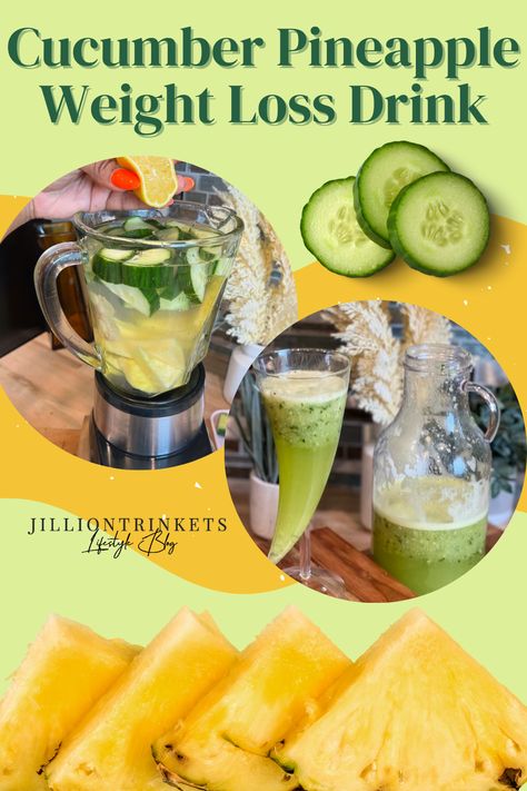 Cucumber Pineapple Weight loss Drink Easy To Digest Foods, Pineapple Detox, Healthy Diet Smoothies, Cucumber Smoothie, Cucumber Diet, Pineapple Drinks, Homemade Detox, Drink Recipe, Detox Juice