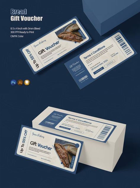 Bread Gift Voucher Template AI, EPS, PSD E Voucher Design, Creative Voucher Design Ideas, Vouchers Design, Discount Voucher Design, Voucher Card Design, Gift Voucher Design Ideas, Voucher Design Coupon, Voucher Design Ideas, Voucher Design Template