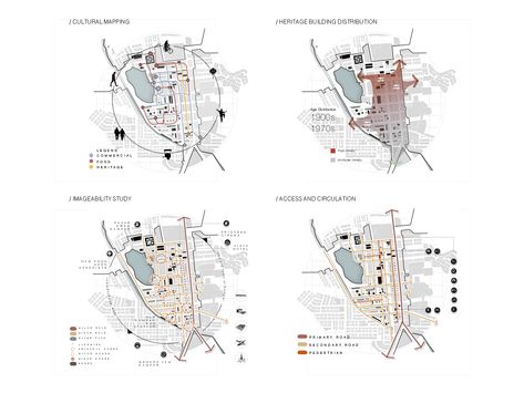 Urban Design Heritage / Kampar Town, Perak :: Behance Architecture Program Analysis, Site Inventory, Analysis Architecture, Urban Mapping, Site Plan Design, Site Analysis Architecture, Landscape Architecture Diagram, Architecture Thesis, Landscape Architecture Graphics