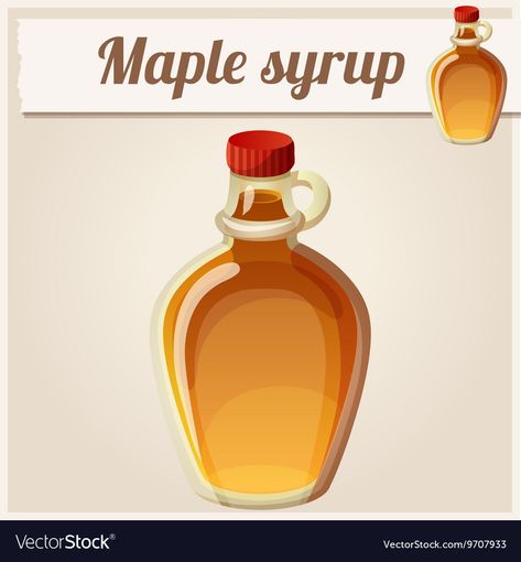 Maple syrup Detailed Icon Royalty Free Vector Image Maple Syrup Themed Party, Syrup Illustration, Maple Syrup Drawing, Maple Syrup Illustration, Maple Simple Syrup, Maple Syrup Branding, Tofu Satay, Maple Syrup Bottles, Syrup Bottle