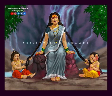 Navratri Day 1 “ Maa ” on Behance Navratri Day 1, Art On Procreate, Shri Ganesh Images, Baby Ganesha, Durga Painting, Shakti Goddess, Ganesh Photo, Shiva Parvati Images, Lord Hanuman Wallpapers