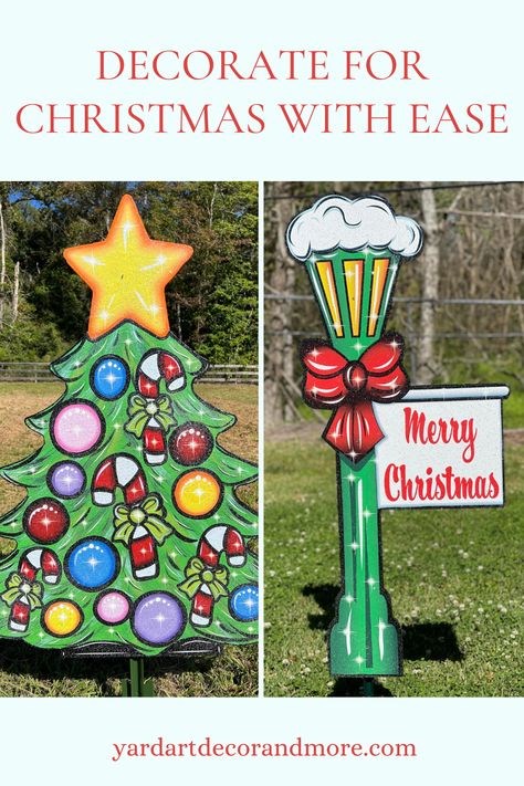 Transform your home into a festive haven with our collection of easy-to-use, high-quality yard signs! Explore creative ideas and inspiration, and make this Christmas unforgettable for you and your neighbors. Christmas Wooden Outdoor Decorations, Wood Yard Signs, Outdoor Wooden Christmas Decorations, Garden Christmas Decorations, Christmas Traditional, Christmas Diy Wood, Christmas Decorations Centerpiece, Christmas Yard Art, Wooden Christmas Decorations