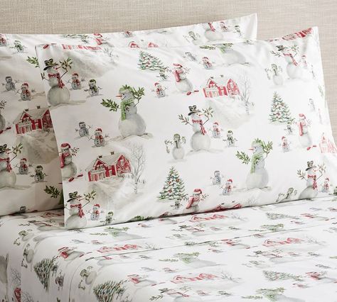 Snowman Organic Sheet Set, King, Gray Pottery Barn Christmas Decor, Christmas Sheets, Holiday Bed, Pottery Barn Christmas, Organic Cotton Sheets, Organic Bedding, Christmas Idea, Christmas Bedding, Drummer Boy