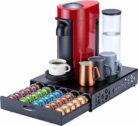 Coffee Pod Organizer Coffee Bar Design And Coffee Machine Stand Black Metal(50 Pods Capacity) : Amazon.co.uk: Home & Kitchen Vertuo Pod Storage, Nespresso Pod Holder, Nespresso Pod, Coffee Pods Drawer, Coffee Capsule Holder, Pod Storage, Storage Pods, Kitchen Counter Organization, Nespresso Vertuo