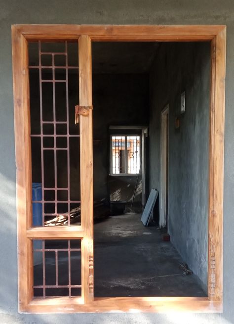 Maaruthi fabrication work Diy Corner Sofa, Wood Door Frame, Main Doors, Fabrication Work, Erin Moriarty, Window Architecture, House Balcony, Wooden Main Door, House Balcony Design