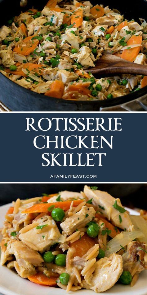 Rotisserie Chicken Skillet - Dinner is served in about 30 minutes with this easy and flavorful recipe! Rotisserie Chicken Skillet, Biscuit Dumplings, Family Feast Recipes, Hearty Sandwiches, Dumplings Recipes, Using Rotisserie Chicken, Convenient Dinner, Chicken Biscuit, Recipes Using Rotisserie Chicken