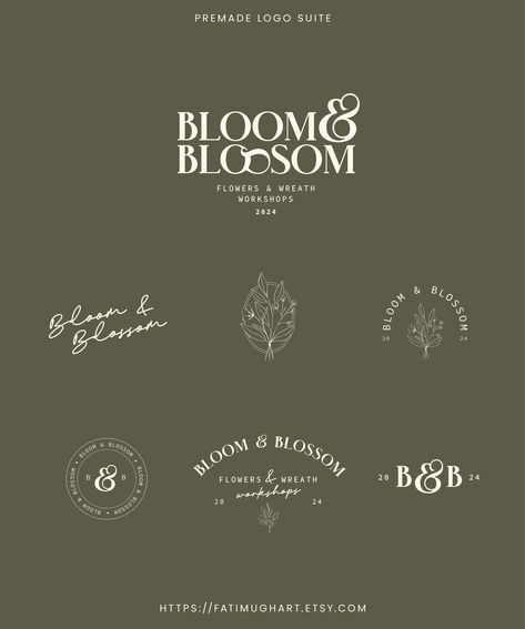 Modern Floral Logo Design for Small Business Elegant Branding Kit for Florists Premade Flower Logo Suite - Etsy UK - #logo #logodesign #elegantlogo Logos, Nature, Flower Brand Identity, Florist Brand, Floral Branding, Logo Suite, Floral Design Business, Business Elegant, Florist Logo