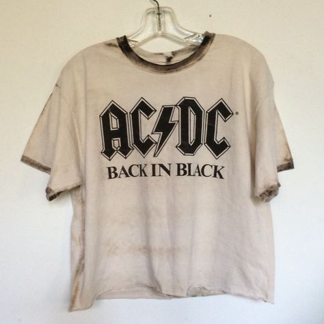 Ac/Dc Back In Black Tee Brand New Officially Licensed Vintage Retro Ac/Dc Lightning Bolt Rock And Roll Icons Band 1980 Us Tour Back In Black Album Adult Men's Style Crop Tie Dye Tee Is Slightly Different. Destroyed Vintage Wash Tie-Dye T-Shirt. 100% Cotton Large Chest 22” Length 22” 3xl Chest 28” Length 24” Ac/Dc Back In Black Graphic T Shirt Ac/Dc Destroyed Vintage Wash Tee Back In Black Music Graphic Crop Band T Shirt 80s Band Shirts, Band Shirt Outfits, Vintage Rock T Shirts, Acdc Shirt, Vintage Band T Shirts, Back In Black, Vintage Band Tees, 90s Shirts, Black Music