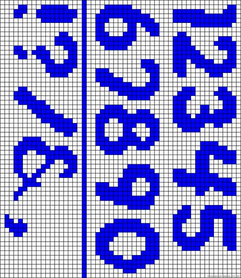 Ampersand Cross Stitch Pattern, Alpha Pattern Numbers, Knit Graph, Ampersand Sign, Keychain Patterns, Alphabet Patterns, House Numbers Diy, Crochet Letters, Cross Stitch Alphabet Patterns