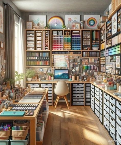 Home Art Studios, Dream Art Room, Art Studio Space, Art Studio Organization, Art Studio Room, Art Studio Design, Dream Craft Room, Craft Room Design, Art Studio At Home