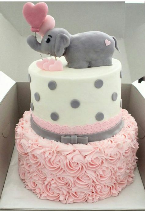 Torturi Baby Shower, Elephant Birthday Cakes, Baby Shower Cake Designs, Elephant Baby Shower Cake, Baby Shower Cakes Girl, Elephant Cakes, Elephant Baby Shower Theme, Elephant Birthday, Trendy Baby Shower Ideas