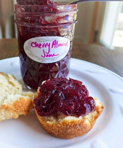 Dimples & Delights: Sour Cherry Almond Jam Lavender Jelly, Sour Cherry Recipes, Almond Jelly, Sour Cherry Jam, Cherry Jam Recipes, Fruit Spread, Sour Cherries, Cherry Jam, Cherry Almond