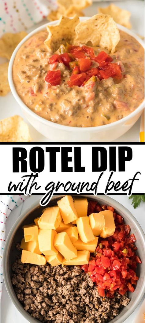 Football Food With Ground Beef, Essen, Spicy Rotel Dip With Ground Beef, Appetizer Recipes With Ground Beef, Best Rotel Dip With Ground Beef, Nachos Recipe Easy Ground Beef, Yummy Dinners With Ground Beef, Rotel With Ground Beef, Easy Dinner Recipe With Ground Beef