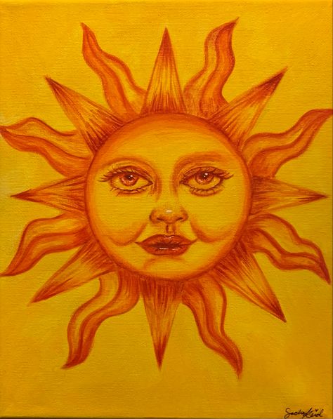 Tarot inspired sun painting by @sachacreid #sun #painting #sunshine #paint #art #tarot #artist #yellow #aesthetic Painting Lockscreen, Sun Art Painting, Manipura Chakra, Sun Drawing, Art Funky, How To Act, Art Hippie, Sun Painting, Hippie Painting