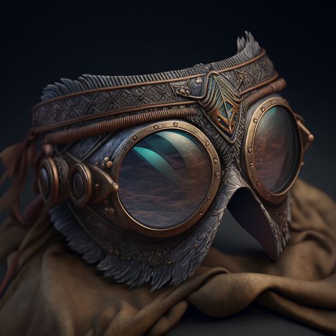 Fantasy Goggles, Goggles Drawing, Steampunk Projects, Cartoon Ideas, Welding Glasses, Aviator Goggles, Dark Visions, Dnd Items, Crystal Sunglasses