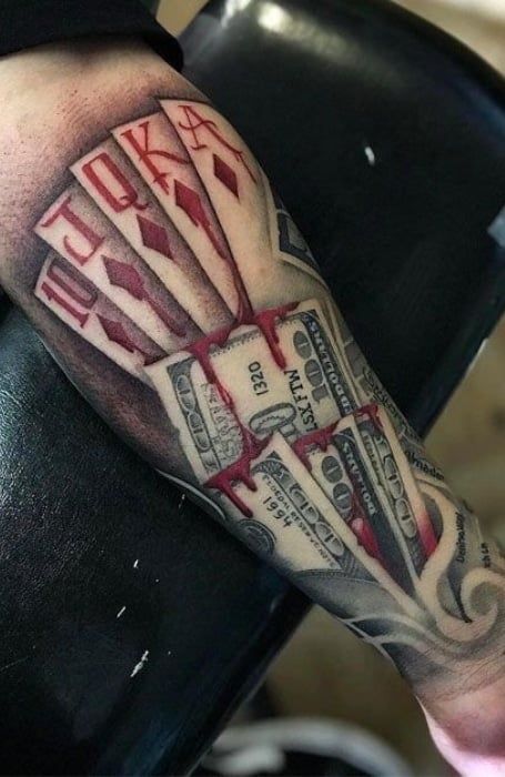 Love Money Tattoo, Male Leg Tattoos, Money Tattoos, Gangsta Tattoos, Money Tattoo, Forarm Tattoos, Forearm Sleeve Tattoos, Cool Forearm Tattoos, Inspiration Tattoos