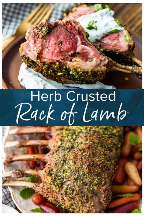 Rack Of Lamb Recipes, Lamb Recipes Oven, Herb Crusted Rack Of Lamb, Lamb Rack Recipe, Mint Yogurt Sauce, Roast Rack Of Lamb, Crusted Rack Of Lamb, Lamb Dinner, Lamb Chop Recipes