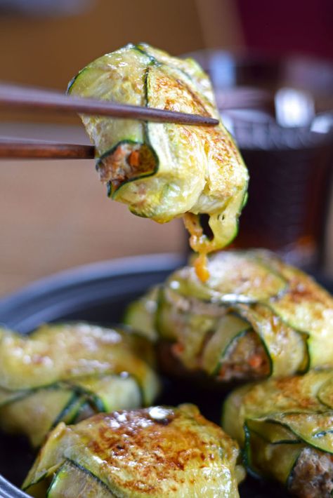 Spicy Asian Zucchini, Japanese Zucchini Recipes, Asian Zucchini Recipes, Low Carb Dumplings, Japanese Zucchini, Primal Lifestyle, Recipe Using Zucchini, Gyoza Dumplings, Recipe Low Carb