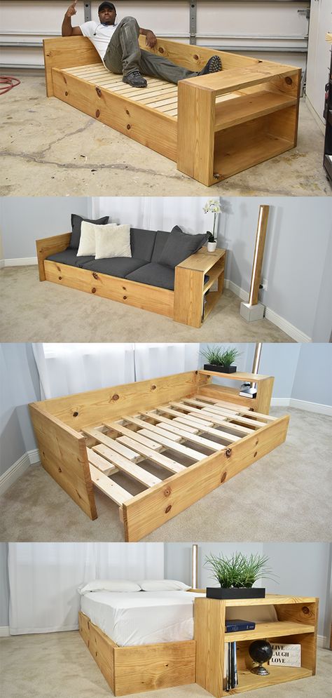 Diy Sofa Bed, Koti Diy, Bed Plans, Diy Sofa, Diy Furniture Couch, Design Del Prodotto, Woodworking Furniture, Couch Furniture, Pallet Projects