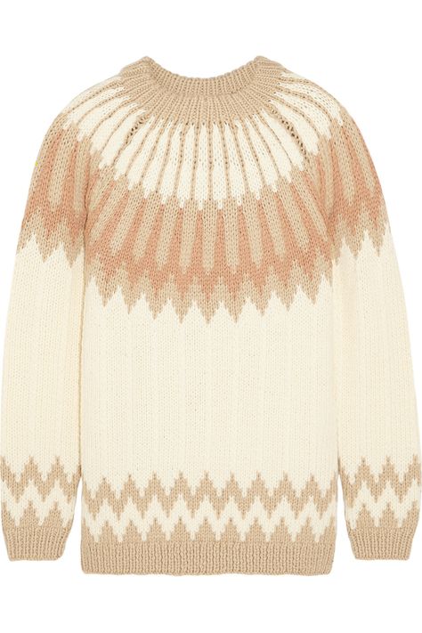 CHLOÉ Snow Capsule intarsia wool sweater. #chloé #cloth #sweater Retro Sweaters, Chloe Sweater, Woolen Tops, Ski Shirts, Intarsia Sweater, Woolen Sweaters, Retro Sweater, Ski Sweater, Boho Hippie Chic