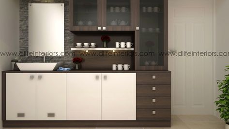 Tv Unit With Wash Basin, Wash Basin And Crockery Unit, Crockery Cabinet With Wash Basin, Crockery Unit With Basin, Dining Crockery Unit With Wash Basin, Crockery Unit With Tv Unit, Modern Crockery Unit Design Dining Rooms With Wash Basin, Crakary Unit Design, Washbasin With Crockery Unit