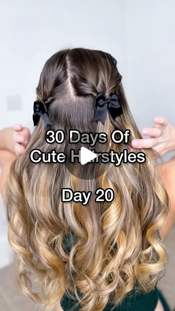 Nancy Amery on Instagram: "30 Days Of Cute Hairstyles  Day 20  Match bows or ribbons to your outfit and this is one of my fave styles on my hair so far 🎀♥️  #cutehairstyles #hairinspo #easyhairstyles #hairtutorial #hairupdo #hairhack #minibowhairstyle #halfupdo #weddingguesthair" Hairstyles With Mini Bows, Easy Bow Hairstyles, Two Bows Hairstyles, Mini Bow Hairstyle, Middle Hair, Cute Box Braids, Hair School, Cute Box Braids Hairstyles, Bow Hairstyle