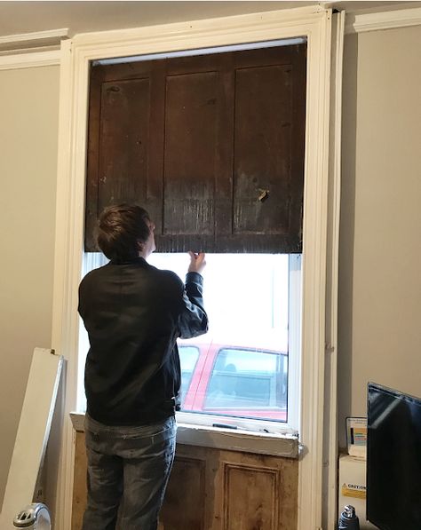 Our incredible original victorian shutters which we uncovered during our renovation. See our new window to go with them in this blog post! | www.kezzabeth.co.uk | #victorianshutters #periodfeatures #periodhome #restoration #renovation #periodwindows Hidden Victorian Sash Shutters, Victorian Sash Shutters, Victorian Shutters, Upvc Sash Windows, Gothic Victorian House, Sash Window, Steampunk House, Cottage Ideas, Gothic Victorian