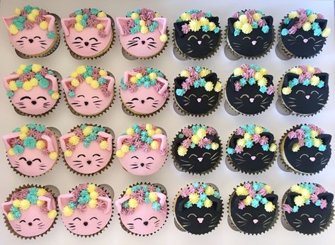 Kitten Cupcakes For Kids, Cat Themed Birthday Cupcakes, Diy Cat Cupcakes, Caticorn Cupcakes, Cat Cupcakes Ideas, Kitten Cupcakes, Kitty Cupcakes For Kids, Mercat Cake, Kitty Cat Cupcakes