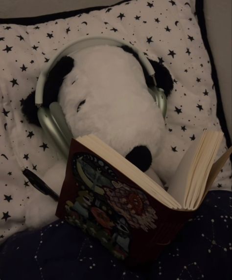 Snoopy Reading, From Tiktok, Reading A Book, A Book, Headphones, Snoopy, Reading, Stars