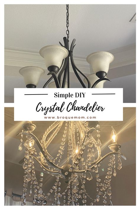 DIY chandelier Diy Chandelier Shades, Chandelier Update Diy, Chandelier Diy Makeover, Diy Gold Chandelier, Diy Update Chandelier, Diy Old Chandelier Makeover, Old Chandelier Makeover, Old Chandelier Ideas Repurposed, Add Crystals To Chandelier Diy